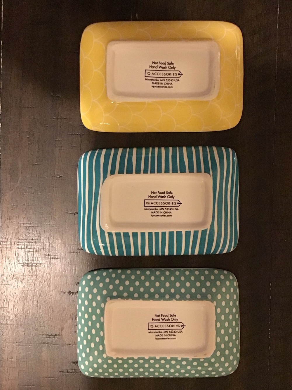 Ceramic Decorative Tray Set in Yellow, Teal, and Mint